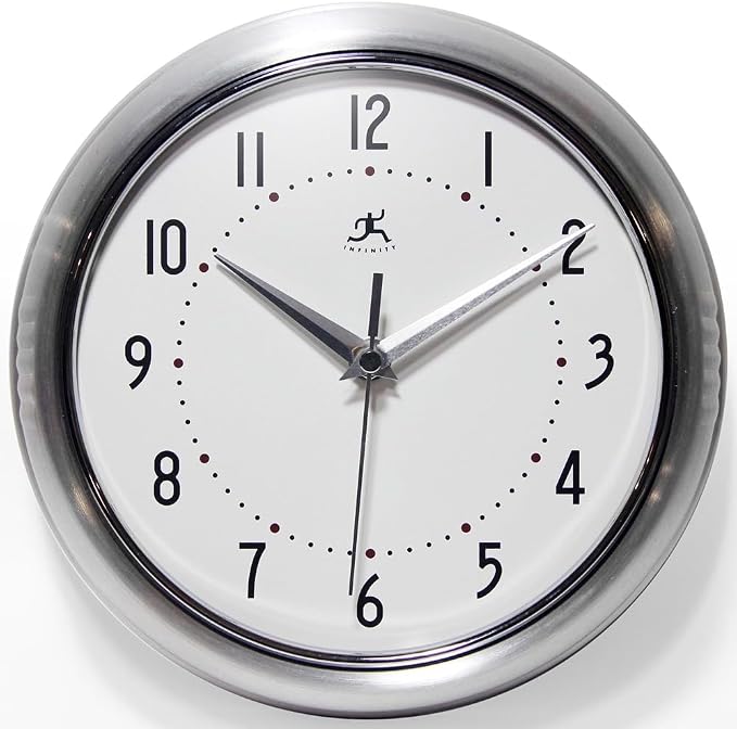 Infinity Instruments LTD. Retro 9 inch Silent Sweep Non-Ticking Mid Century by InfinityInstruments