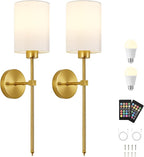 Battery Operated Wall Sconces Set of Two, Wireless Rechargeable Wall Light - Image 9