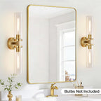 Indoi Brushed Gold Wall Sconces, Hardwired Bathroom Sconces Wall Lighting - Image 6