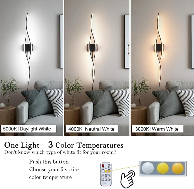 Daunton Modern Plug in Wall Sconces Set of Two, RC Dimmable LED Plug in Wall - Image 6