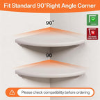 Gieanoo Floating Corner Shelves Set 2 12inch White Solid Oak Rounded Corner - Image 7