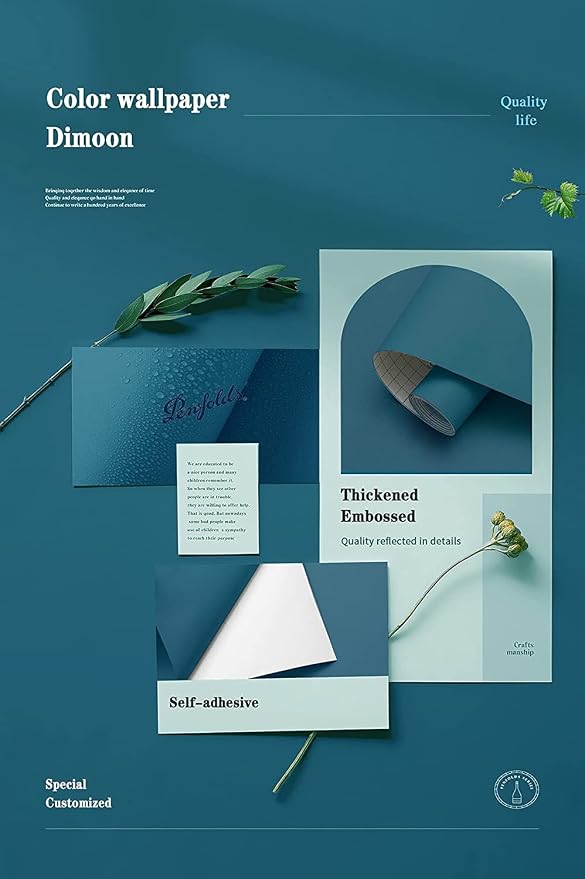 Dimoon 236''x17.7'' Blue Peel and Stick Wallpaper Contact Paper Modern Self - Image 4