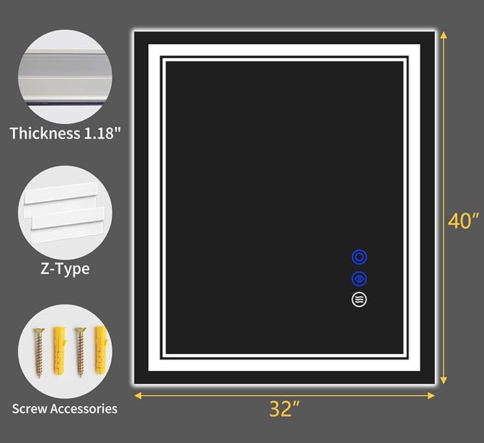 40"x32" LED Bathroom Mirror - Image 8