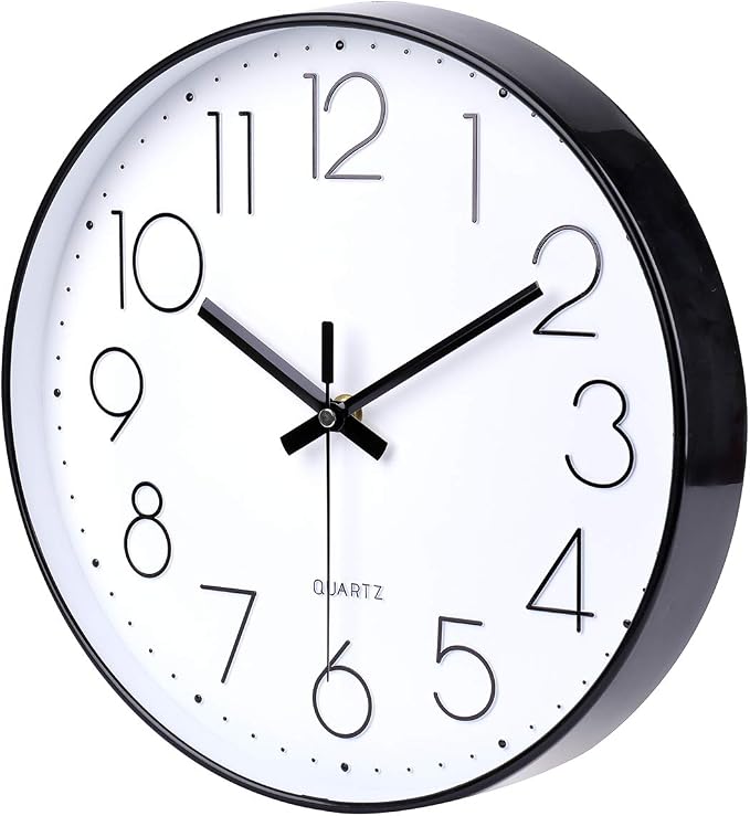 jomparis Black Wall Clock 13 1/2 Inches Silent Non Ticking Battery Operated - Image 4