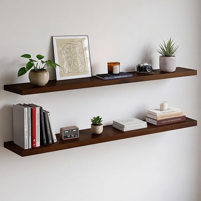Homeforia Walnut 60 inch Floating Shelf, High End Solid Real Wood 60inch Long by Homeforia