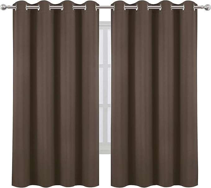 LEMOMO Chocolate Brown Blackout Curtains 66 x 63 Inch Length/Set of 2 Curtain by Lemomo