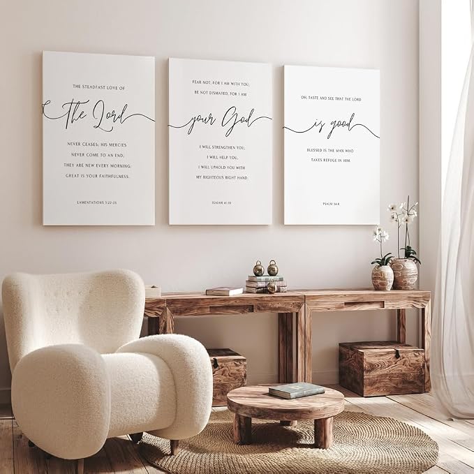 GUBIYU The Lord Your God Is Good Wall Art Black and White Christian Home Decor - Image 5