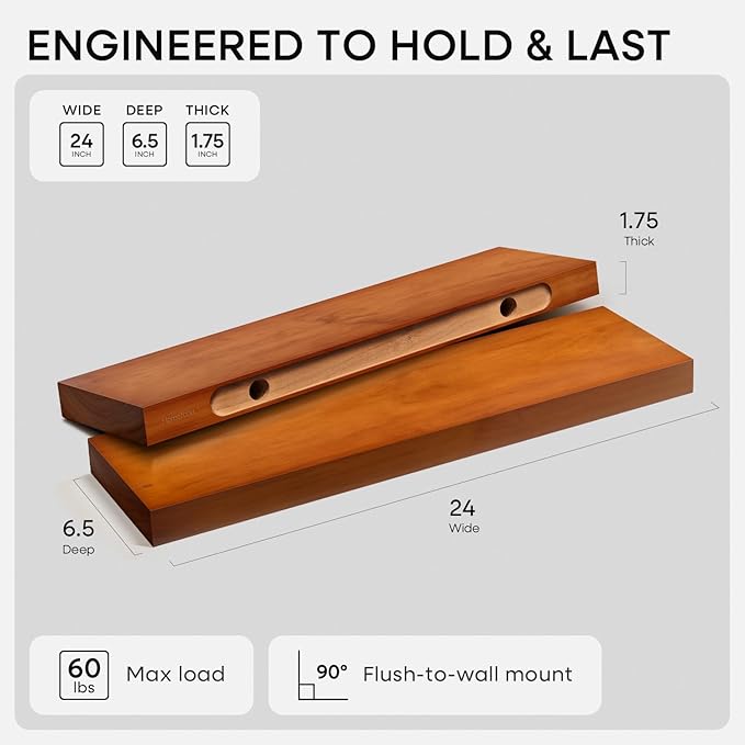 Homeforia 24inch Oak Floating Shelf - Image 3