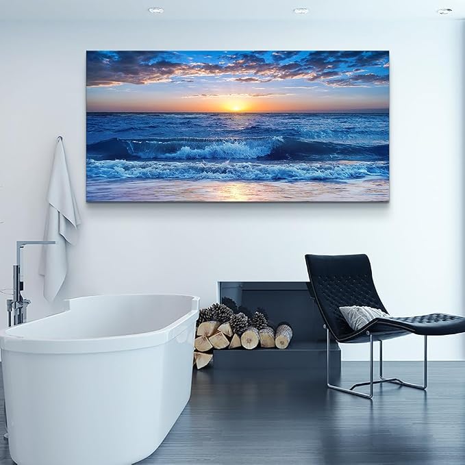 Wapluam Large Canvas Wall Art For Office Farmhouse Living Room Ocean Beach Wall - Image 5