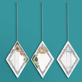 Pibeyer Silver Diamond Shaped Wall Mirror Set of 3, Decorative Crystal Crush by Pibeyer