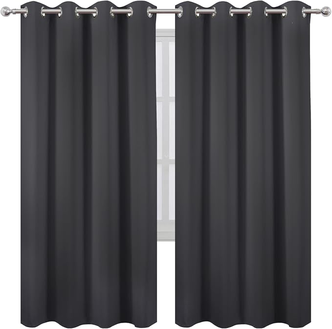 LEMOMO Dark Grey Thermal Blackout Curtains/52 x 72 Inch/Set of 2 Panels Room - Image 2