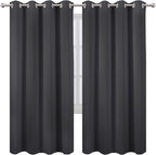 LEMOMO Blackout Curtains 66 x 72 Inch Long Dark Grey Curtains Set of 2 Panels - Image 2