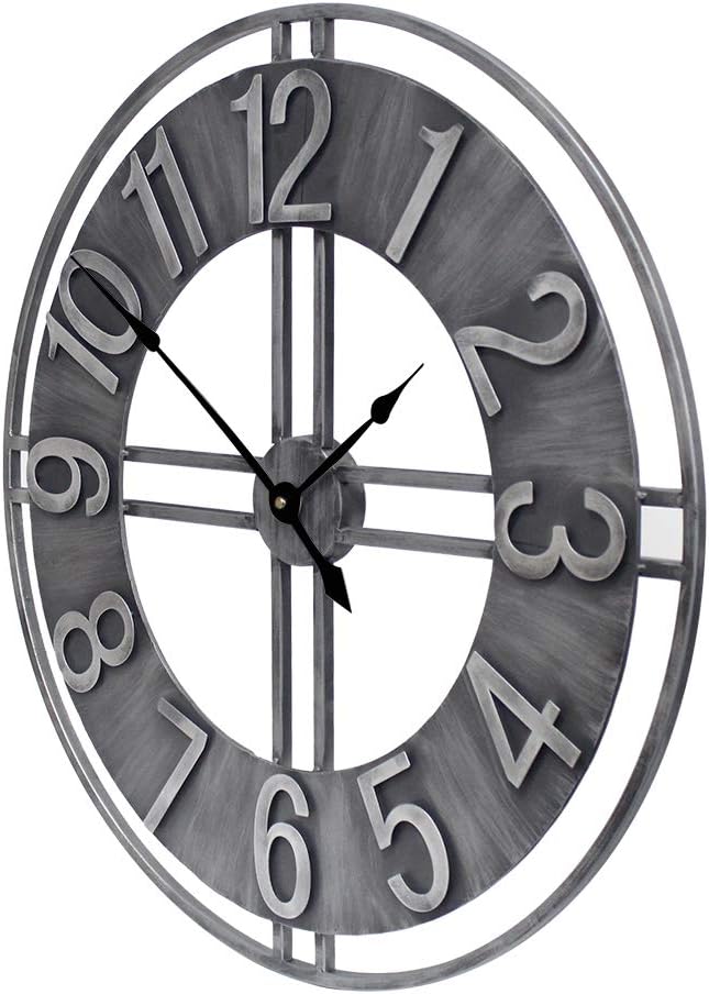 30 inch Large Wall Clock Decorative Solid Metal Retro Decor - Image 3