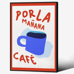 Black Framed Wall Art Posters Kitchen Por La Mañana Cafe Print Vintage Coffee by PDFI