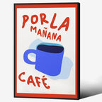 Black Framed Wall Art Posters Kitchen Por La Mañana Cafe Print Vintage Coffee by PDFI