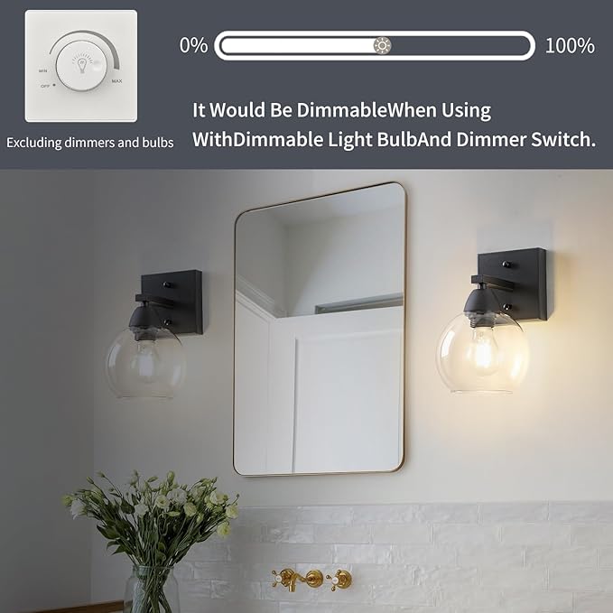 Bathroom Light Fixtures, 1-Light Matte Black Vanity Light - Image 4