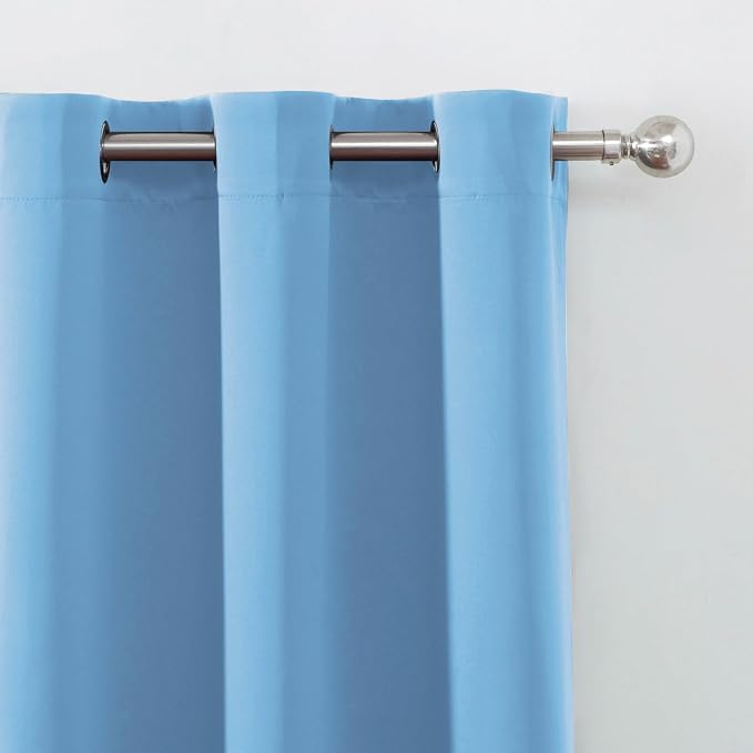 LEMOMO Sky Blue Blackout Curtains/42 x 63 Inch Length Kids Curtains/Set of 2 - Image 7
