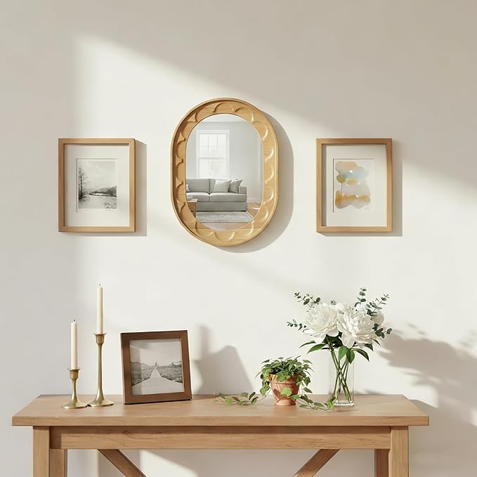 Entryway Small Mirrors for Wall, 16 x 12 Inch Bathroom Wood Mirror - Image 6