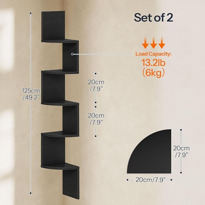 HOOBRO Corner Shelf Wall-Mounted, 5-Tier Corner Bookshelves - Image 2