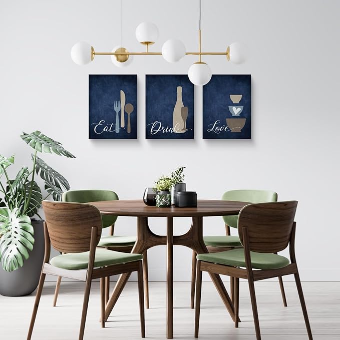 GUBIYU Farmhouse Kitchen Wall Decor Eat Sign Eat Drink Love Wall Art Set of 3 - Image 4