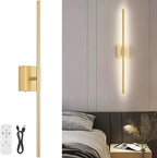 Battery Operated Wall Sconce, 3000K-6000K Dimmable Gold Wall Lights by JZEKVN