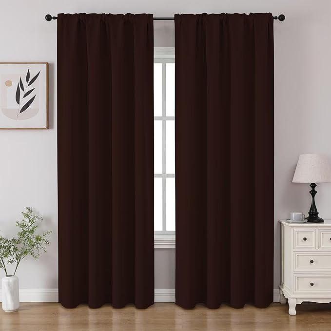 CUCRAF Blackout Curtains 90 inch Length 2 Panels Set, Rod Pocket Room Darkening by CUCRAF