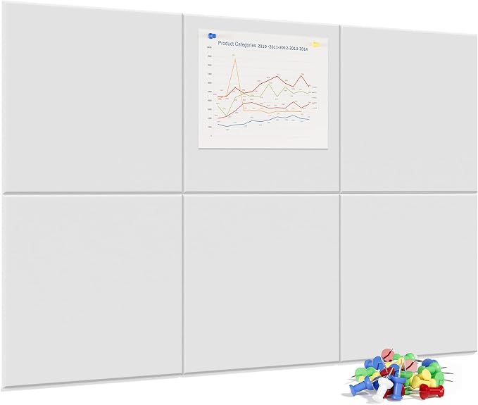 Neatsure Large Cork Board for Wall, 6 Panels Felt Tiles Tack Push Pin Board for by Neatsure