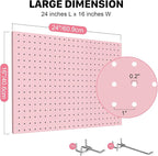 Peg Board, 3 Pack Metal Pegboard Panels Pink Pegboards Wall Organizer - Image 2