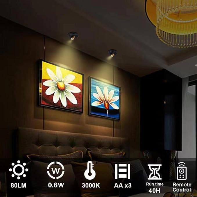 HAMVIDNE Wireless LED Spotlight, Battery Powered Picture Lights, Uplighting - Image 6