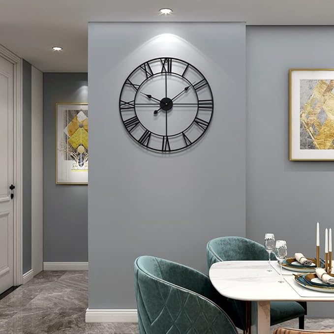 Large Modern Metal Wall Clocks Rustic Round Nearly Silent Little Ticking - Image 6