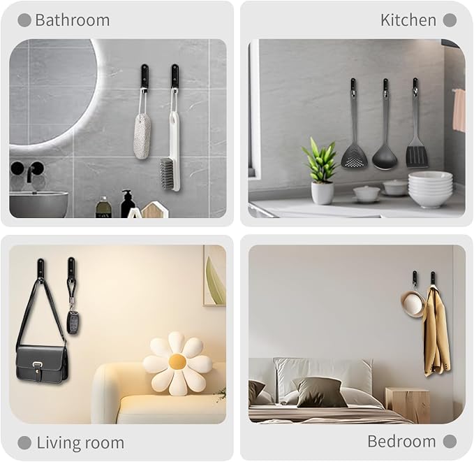 6PCS Foldable Wall Hooks, Zinc Alloy Flip Down Hooks, Retractable Wall Hooks - Image 5