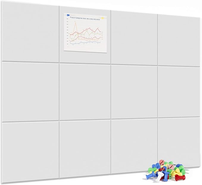Neatsure Large Cork Board for Wall, 12 Panels Felt Tiles Tack Push Pin Board by Neatsure