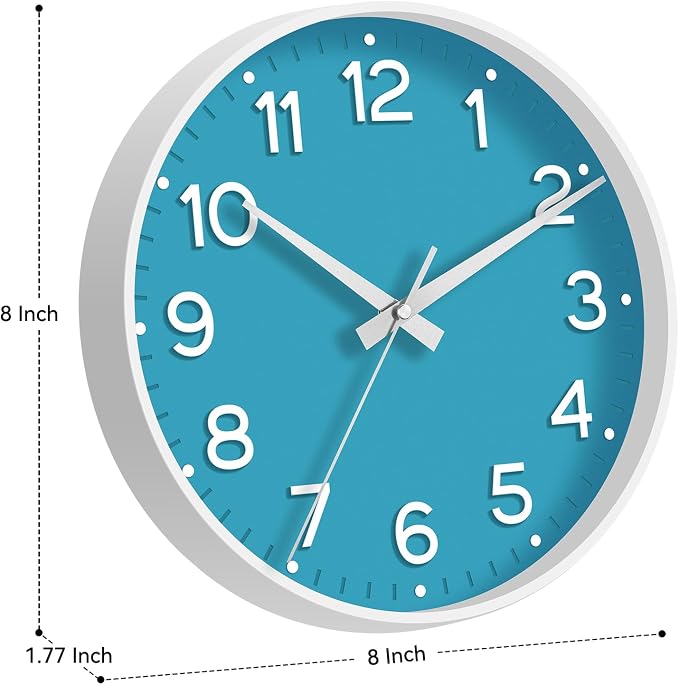 Roymnie Wall Clock, Silent Wall Clocks Battery Operated 8 Inch-Modern Non - Image 3