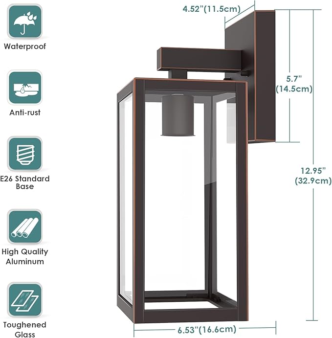MAXvolador Outdoor Wall Sconce, Exterior Waterproof Wall Lantern Light Fixture - Image 4
