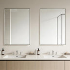 Bathroom Mirror for Wall, 36x24 Inch Metal Framed Mirror, Brushed Nickel - Image 4