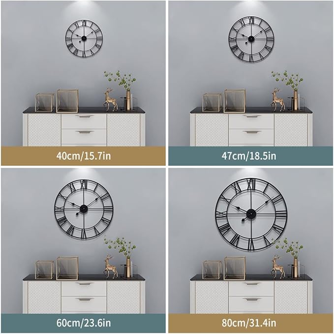 Large Modern Metal Wall Clocks Rustic Round Nearly Silent Little Ticking - Image 2