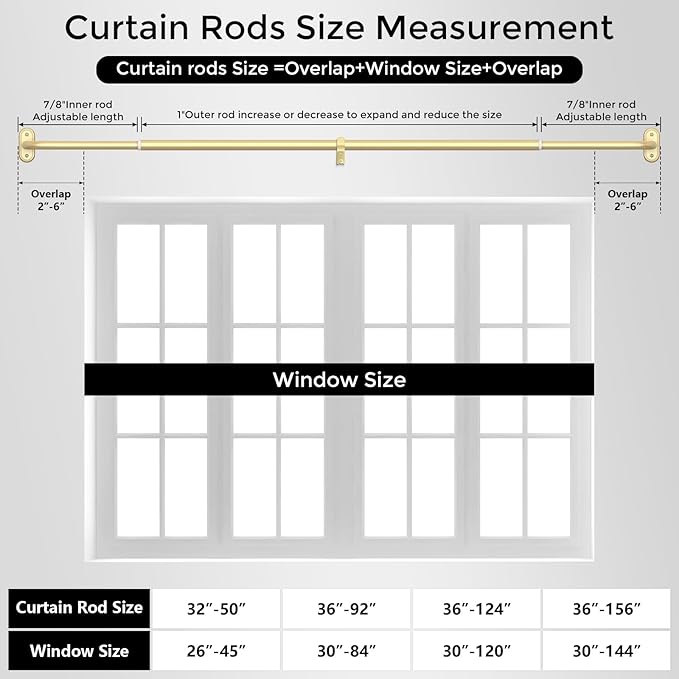 2 Pack Curtain Rods 32-46 Inch, 1 Inch Adjustable Heavy Duty Room Darkening - Image 8