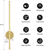 Battery Operated Modern Wall Sconces, Dimmable Wireless Wall Light Set of Two - Image 3