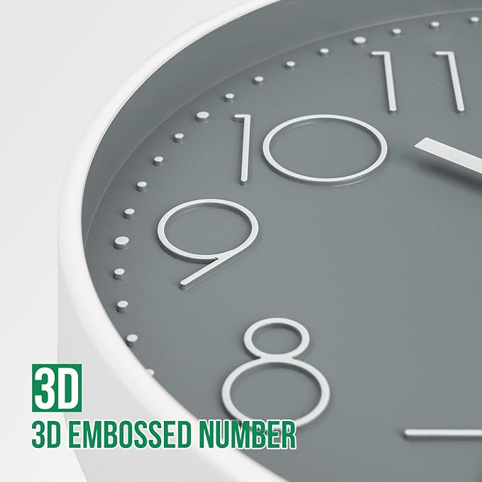 Wall Clock 10 Inch Non-Ticking Silent Modern Simple Style Round Decor Clock - Image 6