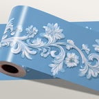 Blue Floral Wallpaper Border 196x4 Inch Peel and Stick Wall Border Elegant by IOHEFY