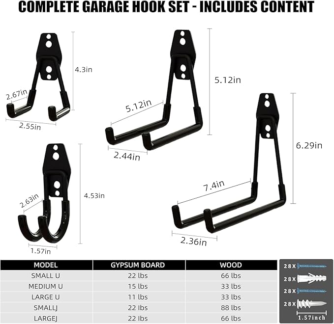 Garage Hooks, 12 Pack Wall Hooks - Image 2