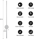 Battery Operated Modern Wall Sconces, Dimmable Wireless Wall Light Set of Two - Image 4