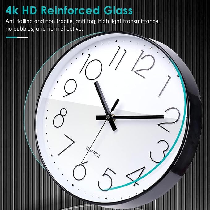jomparis Small Wall Clock Black Wall Clocks Silent Non-Ticking - Image 4