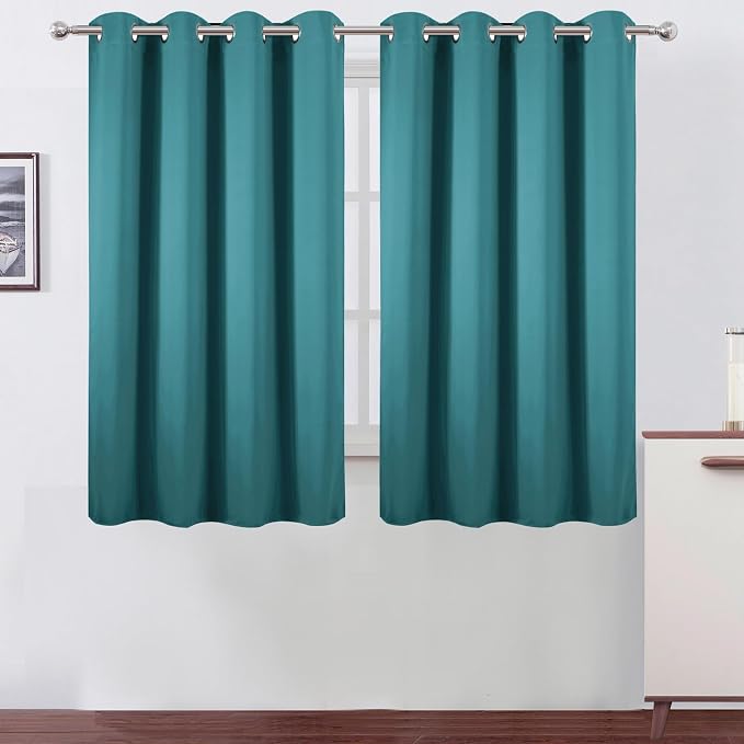 LEMOMO Blackout Curtains 66 x 54 Inch Long Sea Teal Curtains Set of 2 Panels by Lemomo