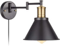 Swing Arm Wall Lamp Plug-in Cord Industrial Wall Sconce, Bronze and Black Finish by ArcoMead