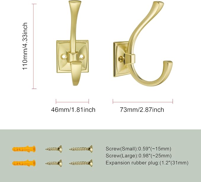 TUNNY 5 Pack Antique Design Wall Hanging Coat Hooks - Image 2