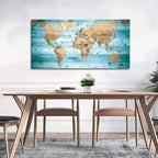 Large Wall Art Blue Painting Ready to Hang 40"x78"Large map of the world Framed - Image 4