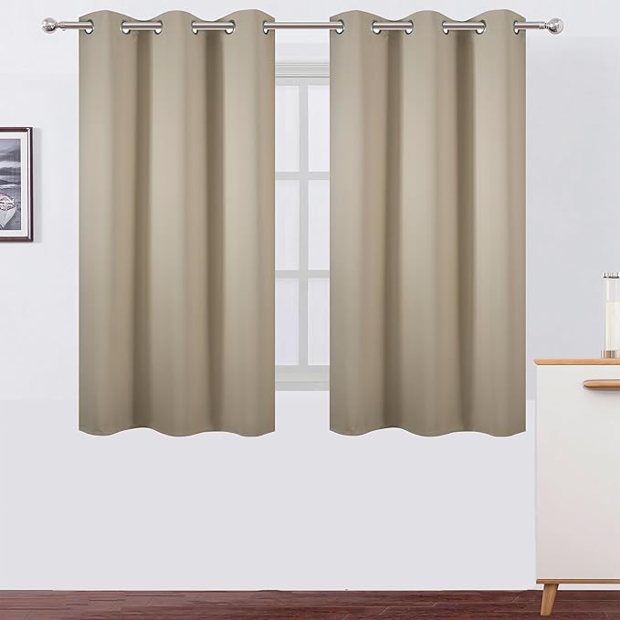 LEMOMO Beige Blackout Curtains 42 x 54 Inch Length Set of 2 Panels Grommet by Lemomo