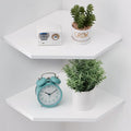 Corner Wall Shelves, Corner Floating Shelves Set of 2 Solid Oak Wood Display by Coamily