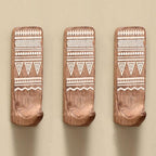 IndianShelf 10 LB- 3 Pieces Decorative Wood Adhesive Wall Hooks–Boho Peel and by IndianShelf
